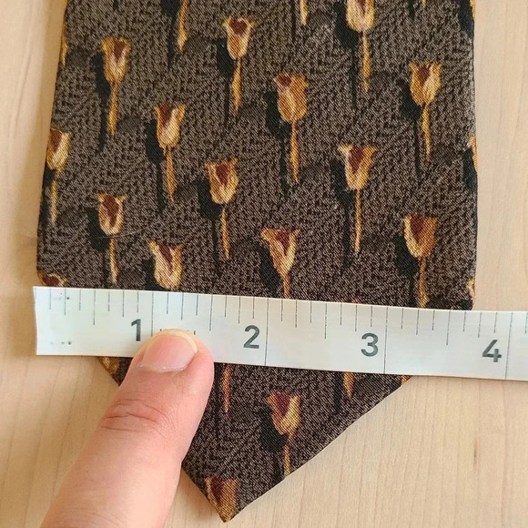 🇮🇹🌷ZEGNA vintage tie, brown, tulips pattern - Picture 13 of 13